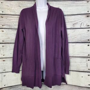 Staccato Purple Open Front Cardigan M NWT Lightweight Pocket Knit Sweater